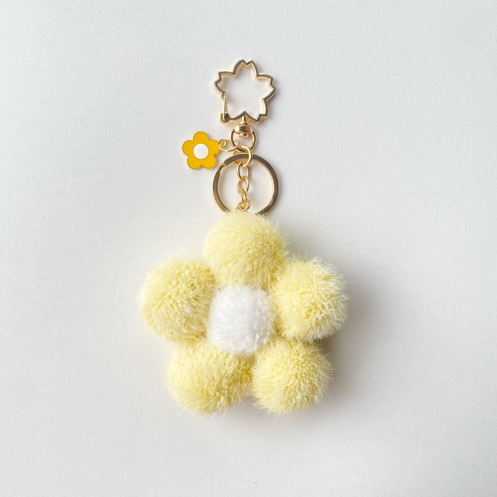 Wholesale Plush Colored Flower Ball Keychains